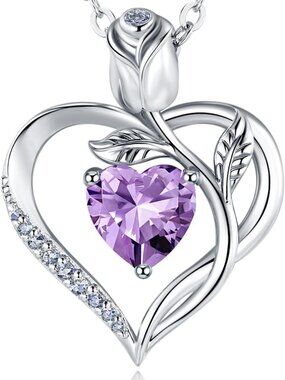 Heart Birthstone Pendant Necklace for Women - Elegant Silver Jewelry Gift